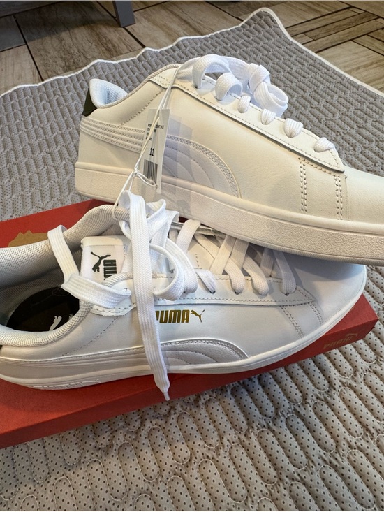 Puma White Leather Sneakers with Gold Branding main image 7